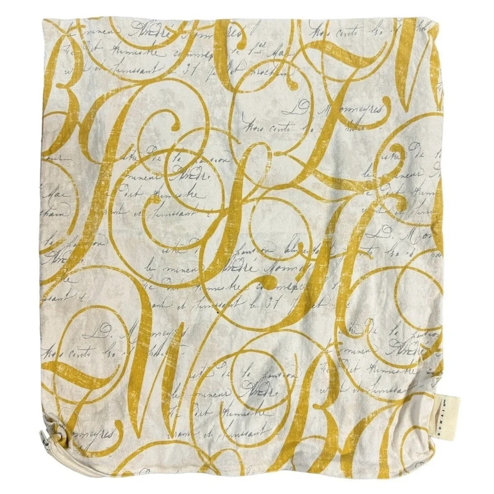 Cream and Yellow Script Throw Pillow Cover